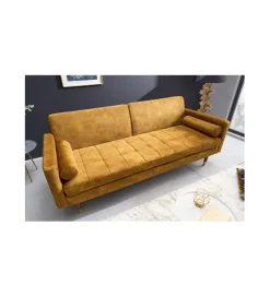 Sofa rozkładana MANILLA 196 cm musztardowo-żółta