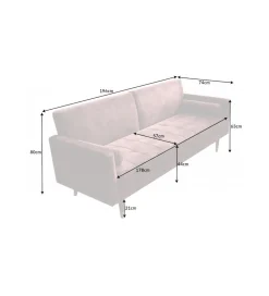 Sofa rozkładana MANILLA 196 cm różowa