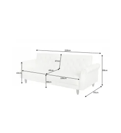 Sofa rozkładana RAYAN 220 cm kremowa