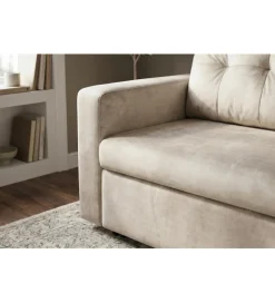 Sofa SMART 140 cm z funkcją spania welwet chmpagne beżowa