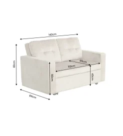 Sofa SMART 140 cm z funkcją spania welwet chmpagne beżowa
