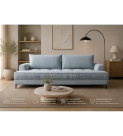 Sofa VELLO 238 cm z funkcją spania z pojemnikiem na pościel