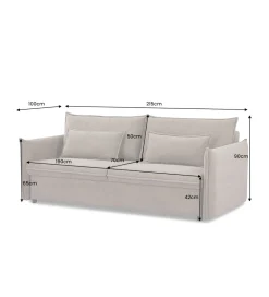 Sofa z funkcją spania APARTMENT 215 cm szara