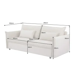 Sofa z funkcją spania APARTMENT 215 cm cord beżowy