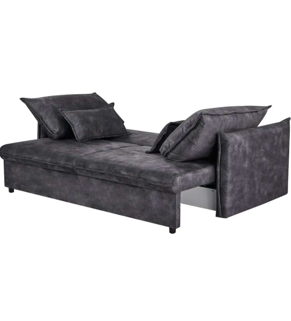 Sofa z funkcją spania APARTMENT 215 cm welur szara