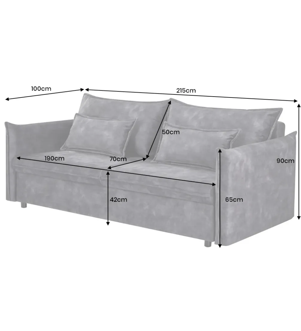 Sofa z funkcją spania APARTMENT 215 cm welur musztardowa