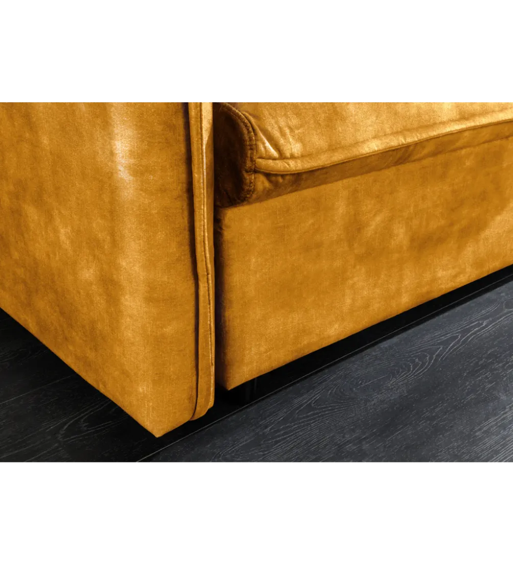 Sofa z funkcją spania APARTMENT 215 cm welur musztardowa