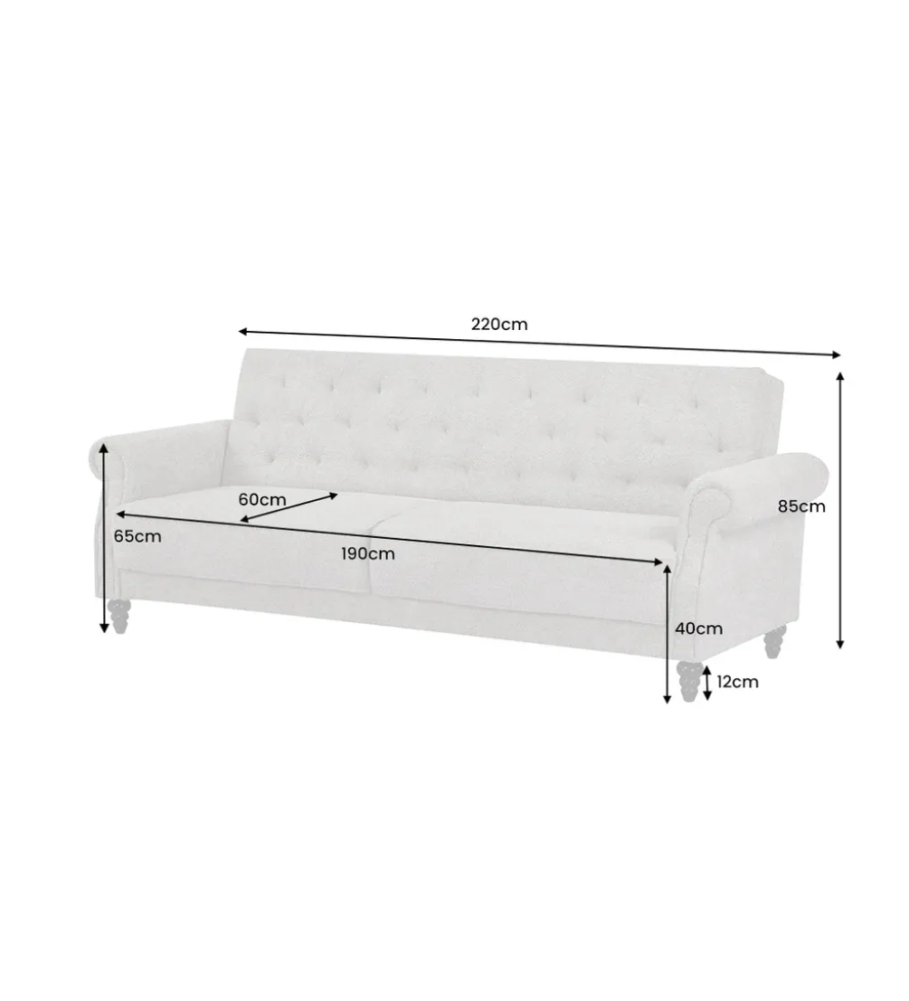 Sofa z funkcją spania MAISON BELLE AFFAIRE 220 cm boucle beżowe