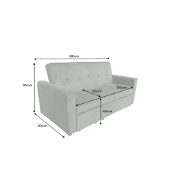 Sofa z funkcją spania SMART 180 cm cord zielony