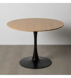 Stół AGARA 100 cm czarny naturalny blat