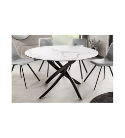 Stół ARKANSAS 120 cm ceramika w optyce białego marmuru