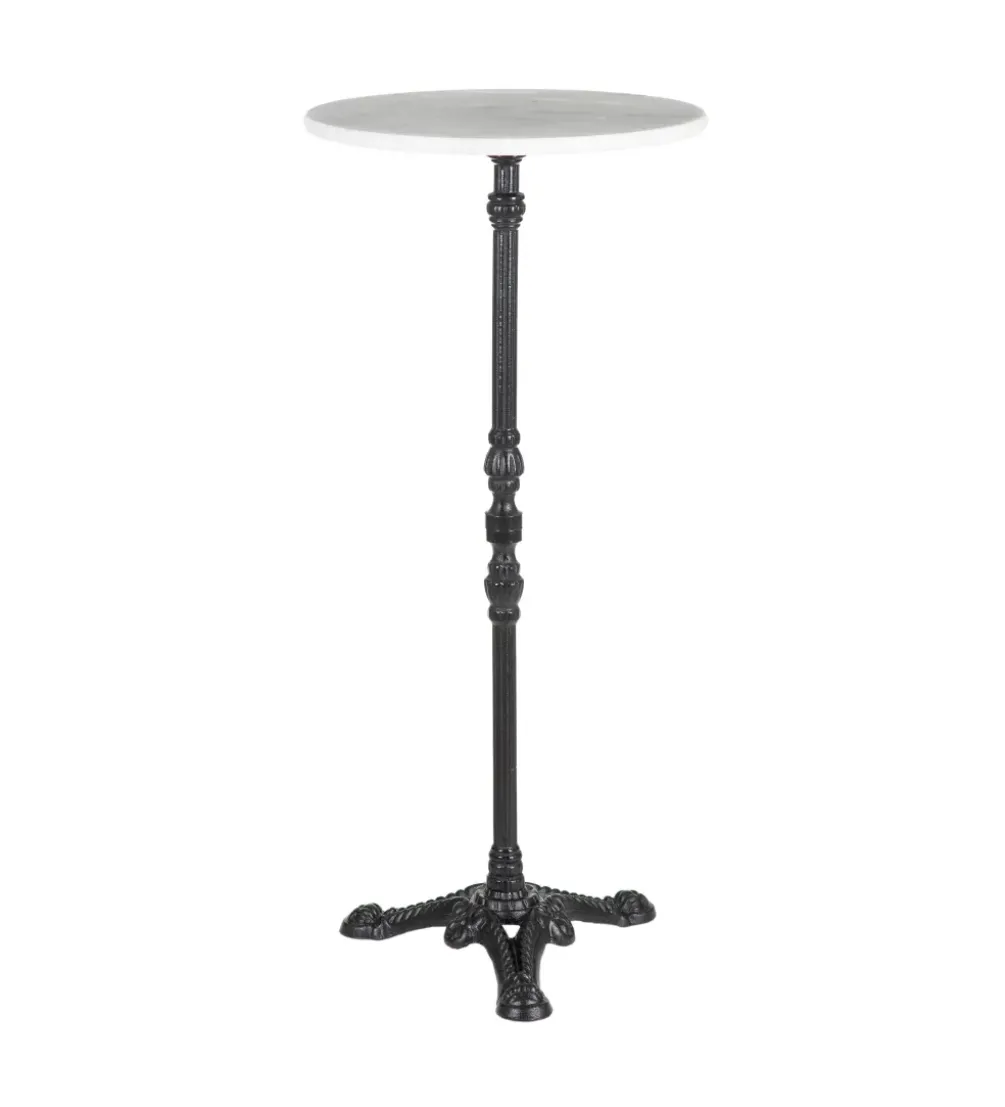 Stół AUESON 110 cm czarny blat w optyce marmuru