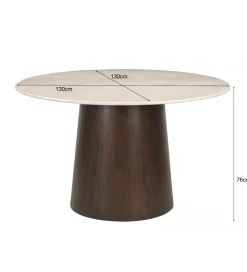 Stół Brix Bottecino 130 cm Marmur Drewno mango