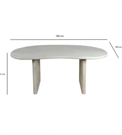 Stół do jadalni WOHNLING 180 cm drewno akacja biały