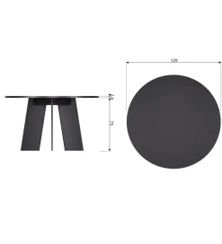 Stół FRIES 129 cm drewno dębu czarny