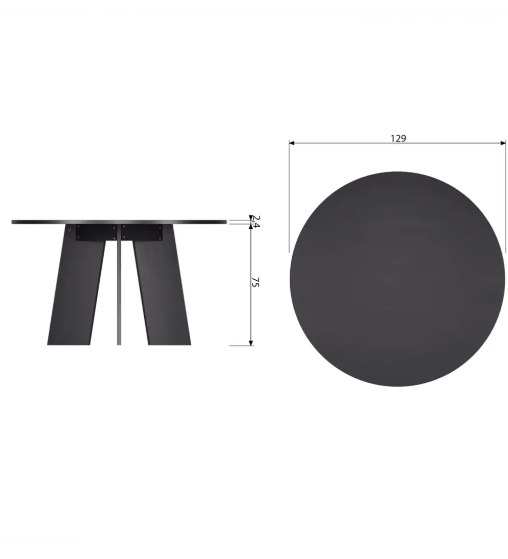 Stół FRIES 129 cm drewno dębu czarny