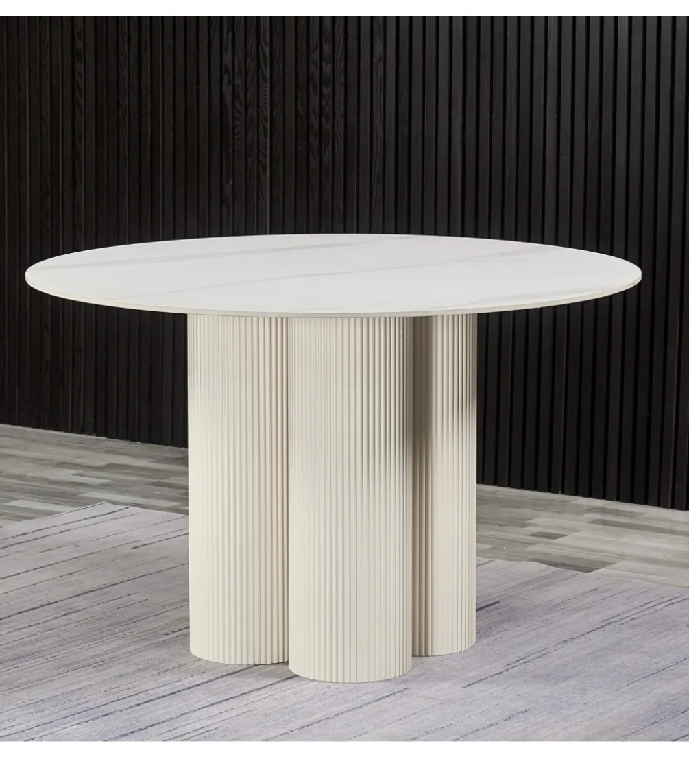 Stół HERE 120 cm ceramiczny blat biały