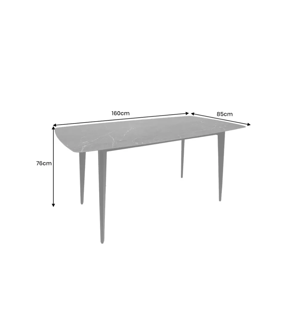 Stół MILANO 160 cm ceramiczny marmur blat antracyt