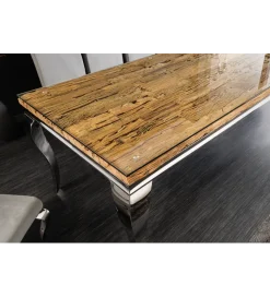 Stół MODERN BAROCK BARRACUDA 200 cm chromowany szklany blat BEZ blatu tekowego