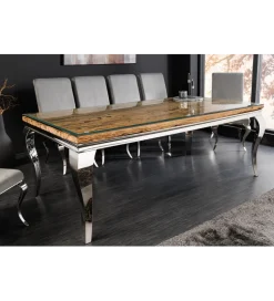 Stół MODERN BAROCK BARRACUDA 200 cm chromowany szklany blat BEZ blatu tekowego