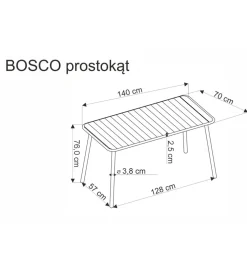 Stół ogrodowy BOSCO 140 cm biały