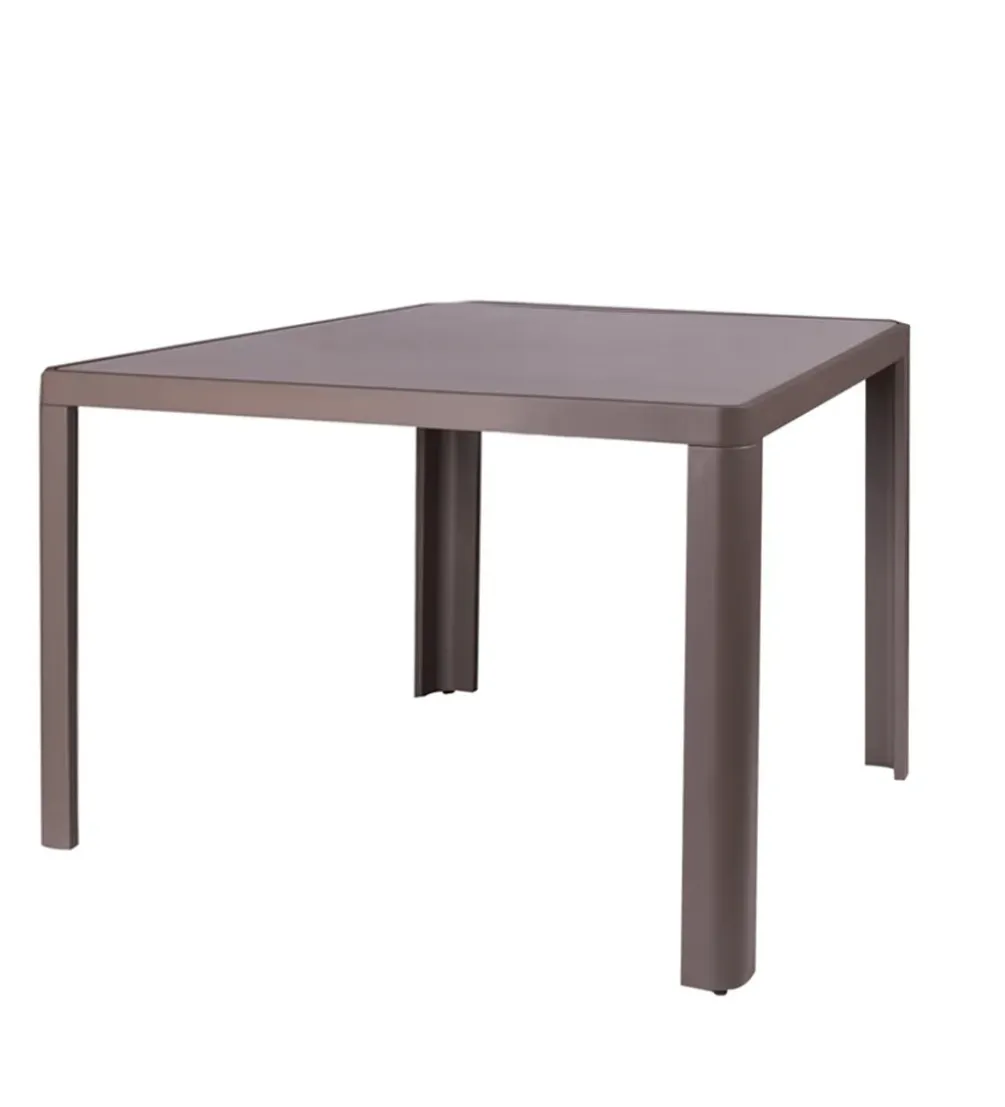 Stół ogrodowy STELLA 90 cm bordowy aluminium szklany blat