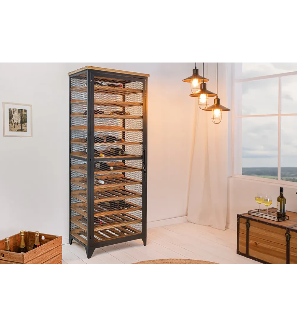 Stojak na wino BODEGA 185 cm naturalny czarny