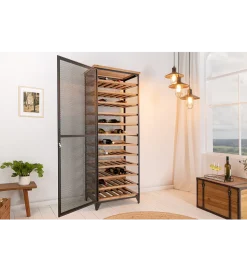 Stojak na wino BODEGA 185 cm naturalny czarny