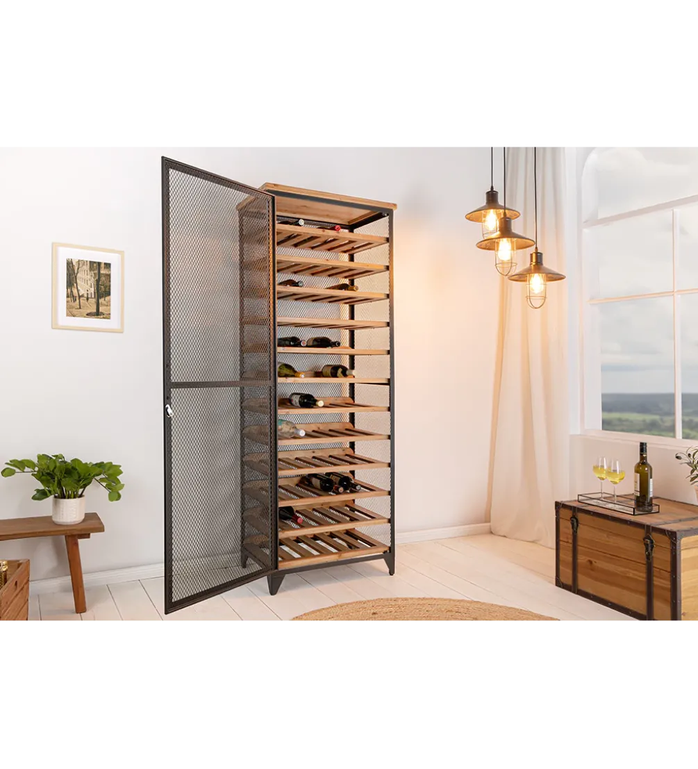 Stojak na wino BODEGA 185 cm naturalny czarny