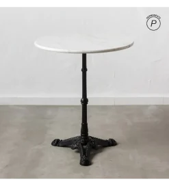 Stół okrągły AUESON 60 cm czarny blat w optyce marmuru