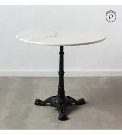 Stół okrągły AUESON 80 cm czarny blat w optyce marmuru