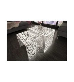Stolik Abstract DELICADO Zestaw 2 Srebrny