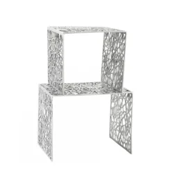 Stolik Abstract DELICADO Zestaw 2 Srebrny