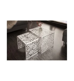 Stolik Abstract DELICADO Zestaw 2 Srebrny