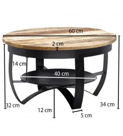 Stolik kawowy AFLAN 60 cm drewno mango