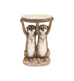 Stolik kawowy ANIMAL MEERKAT SISTERS 33 cm brązowy