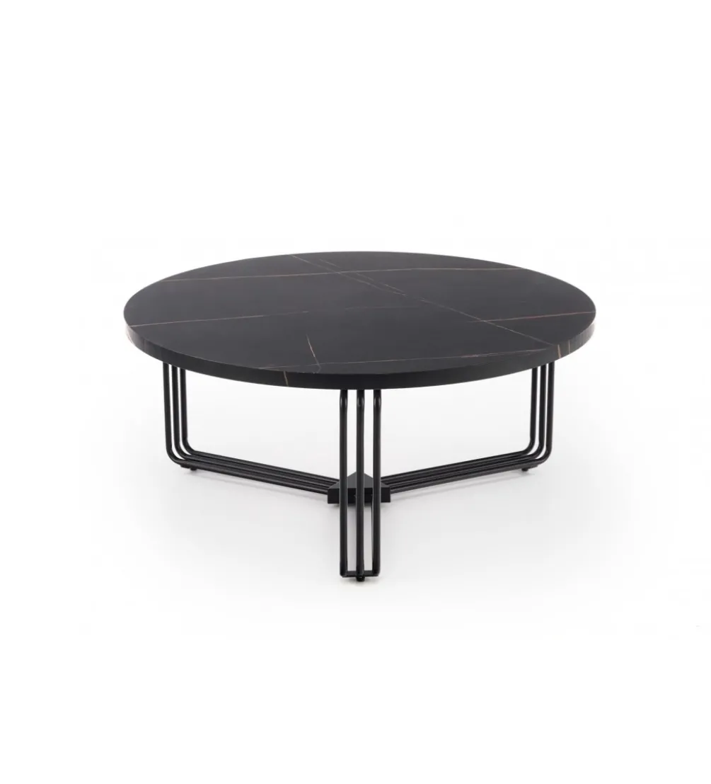 Stolik kawowy ANTICA 80 cm w optyce czarnego marmuru