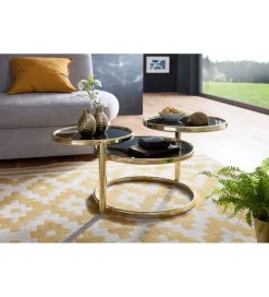 Stolik kawowy ART DECO 58 cm - 139 cm czarno złoty