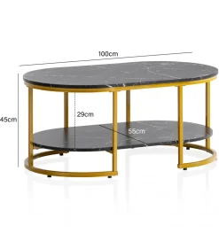 Stolik kawowy ARTIM 100 cm w optyce czarnego marmuru