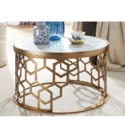 Stolik kawowy ASLAN 60 cm marmur biały