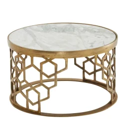 Stolik kawowy ASLAN 60 cm marmur biały