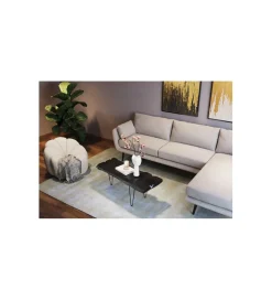 Stolik kawowy ASPEN 100 cm drewno teak czarny