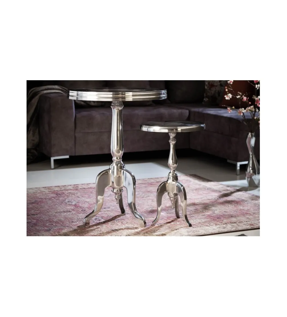 Stolik kawowy Barock Jardin 55 cm srebrny