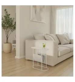 Stolik kawowy boczny BRIX LUNA 57 cm biały