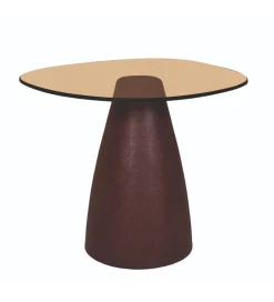 Stolik kawowy boczny BRIX MYLON 50 cm burgundowy szklany