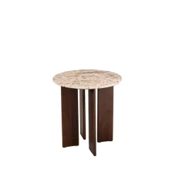 Stolik kawowy boczny MATHILDE 50 cm w optyce marmuru