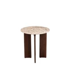 Stolik kawowy boczny MATHILDE 50 cm w optyce marmuru