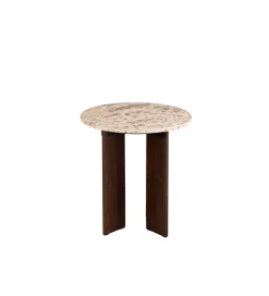Stolik kawowy boczny MATHILDE 50 cm w optyce marmuru