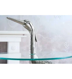 Stolik kawowy boczny WILDLIFE HERON 90 cm srebrny