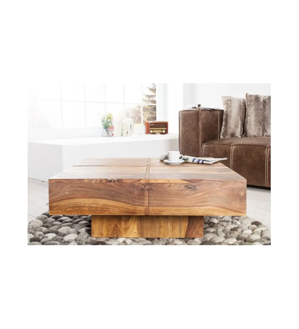 Stolik kawowy Bolt 70 cm drewno Sheesham